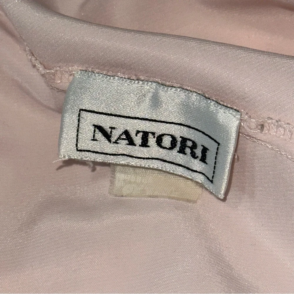 Natori Vintage Women’s Size S M Pale Pink Blue Lace Front Spaghetti Strap Gown